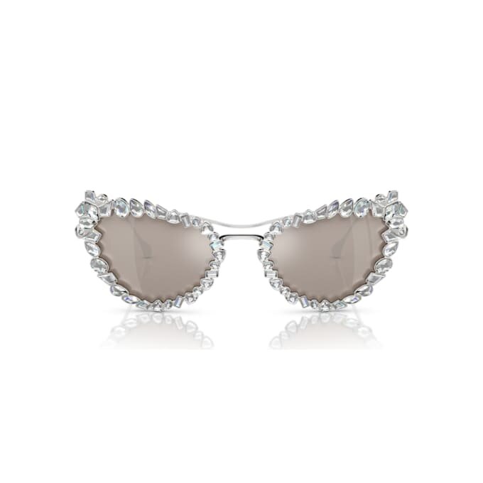 2 In 1 Clip-On Sunglasses Statement, Cat-Eye Shape, Sk7011, White 2 In 1 Clip-On Sunglasses Statement, Cat-Eye Shape, Sk7011, White