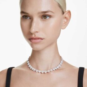 Ariana Grande X Swarovski Necklace Mixed Cuts, Heart, White, Rhodium Plated