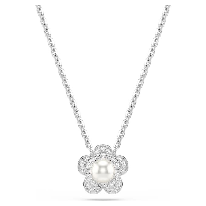 Ariana Grande X Swarovski Set Crystal Pearl, Round Cut, Flower, White, Rhodium Plated Ariana Grande X Swarovski Set Crystal Pearl, Round Cut, Flower, White, Rhodium Plated
