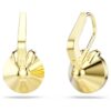 Bella V Drop Earrings Round Cut, Green, Gold-Tone Plated