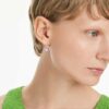 Bella V Drop Earrings Round Cut, Pink, Rhodium Plated