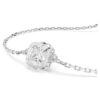 Birthstone Bracelet Square Cut, April, White, Rhodium Plated