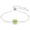Birthstone Bracelet Square Cut, August, Green, Rhodium Plated