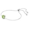 Birthstone Bracelet Square Cut, August, Green, Rhodium Plated