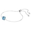 Birthstone Bracelet Square Cut, December, Blue, Rhodium Plated