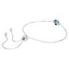 Birthstone Bracelet Square Cut, December, Blue, Rhodium Plated
