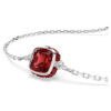Birthstone Bracelet Square Cut, January, Red, Rhodium Plated