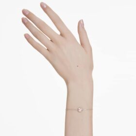 Birthstone Bracelet Square Cut, June, Pink, Rhodium Plated Birthstone Bracelet Square Cut, June, Pink, Rhodium Plated