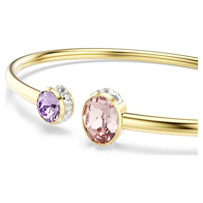 Chroma Bangle Mixed Cuts, Multicolored, Gold-Tone Plated Chroma Bangle Mixed Cuts, Multicolored, Gold-Tone Plated