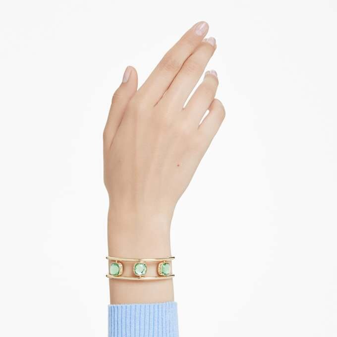 Chroma Cuff Cushion Cut, Multicolored, Gold-Tone Plated Chroma Cuff Cushion Cut, Multicolored, Gold-Tone Plated