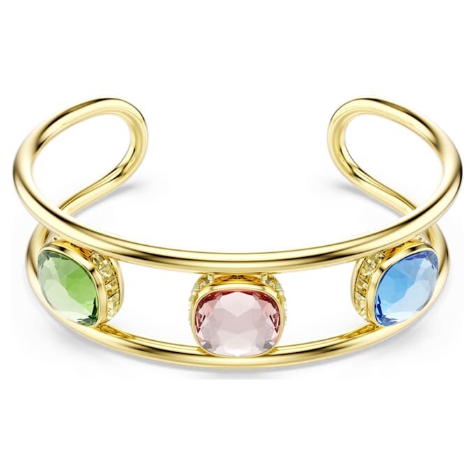 Chroma Cuff Cushion Cut, Multicolored, Gold-Tone Plated Chroma Cuff Cushion Cut, Multicolored, Gold-Tone Plated