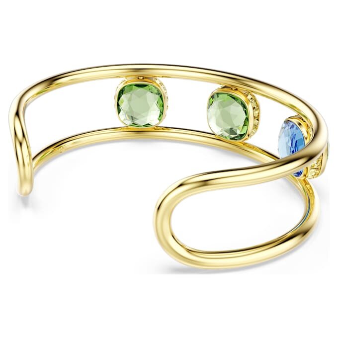 Chroma Cuff Cushion Cut, Multicolored, Gold-Tone Plated Chroma Cuff Cushion Cut, Multicolored, Gold-Tone Plated