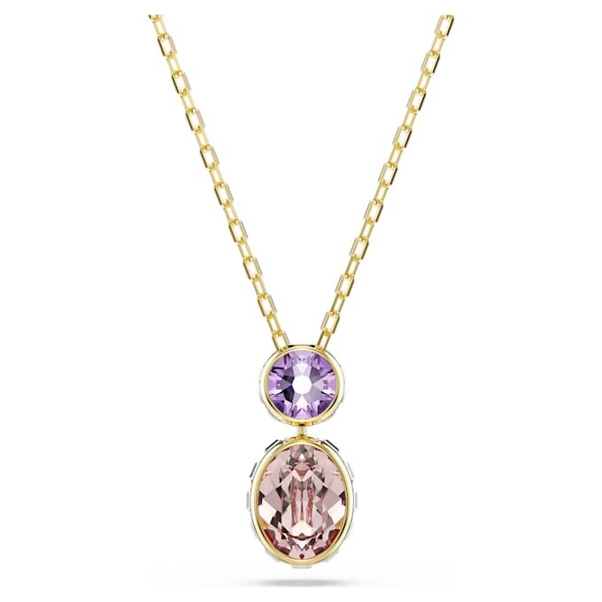 Chroma Pendant Mixed Cuts, Multicolored, Gold-Tone Plated Chroma Pendant Mixed Cuts, Multicolored, Gold-Tone Plated