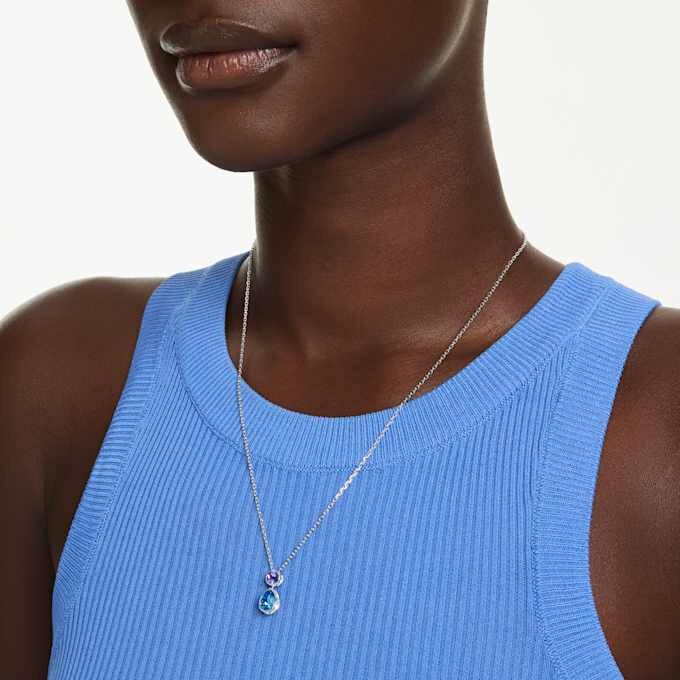 Chroma Pendant Mixed Cuts, Multicolored, Rhodium Plated Chroma Pendant Mixed Cuts, Multicolored, Rhodium Plated