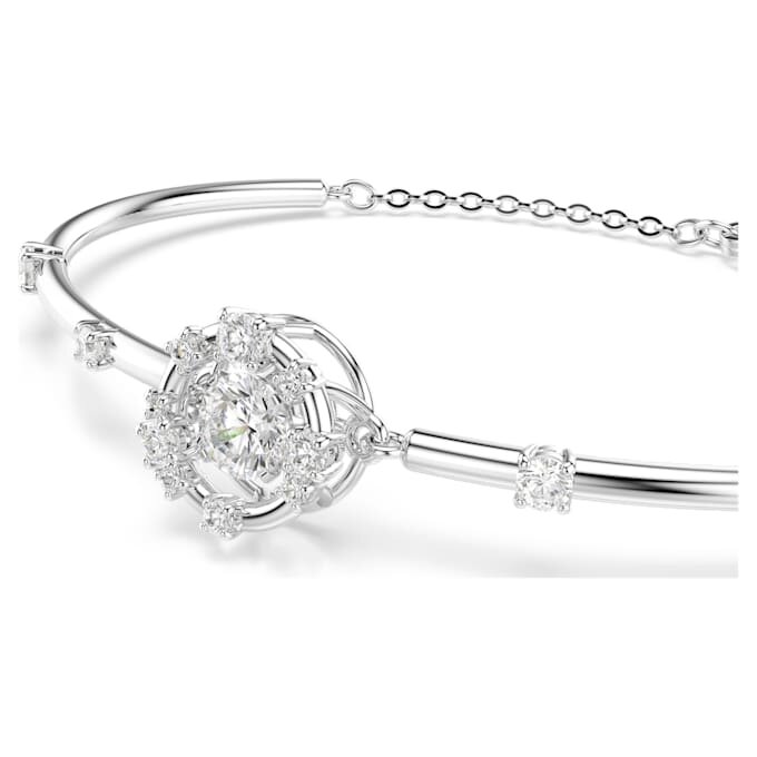 Constella Bangle Round Cut, Dancing Stone, White, Rhodium Plated Constella Bangle Round Cut, Dancing Stone, White, Rhodium Plated