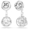 Constella Drop Earrings Round Cut, Dancing Stone, White, Rhodium Plated Constella Drop Earrings Round Cut, Dancing Stone, White, Rhodium Plated