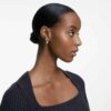 Constella Hoop Earrings Round Cut, White, Rhodium Plated