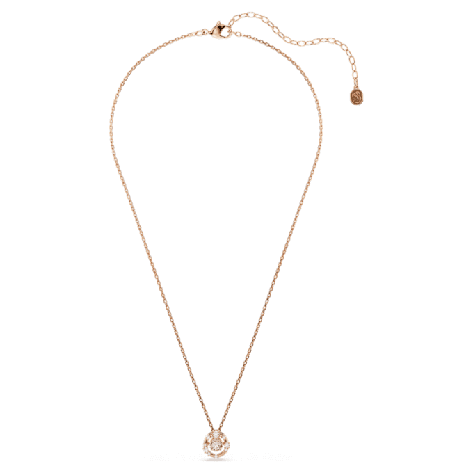 Constella Pendant Round Cut, Dancing Stone, Pink, Rose Gold-Tone Plated Constella Pendant Round Cut, Dancing Stone, Pink, Rose Gold-Tone Plated