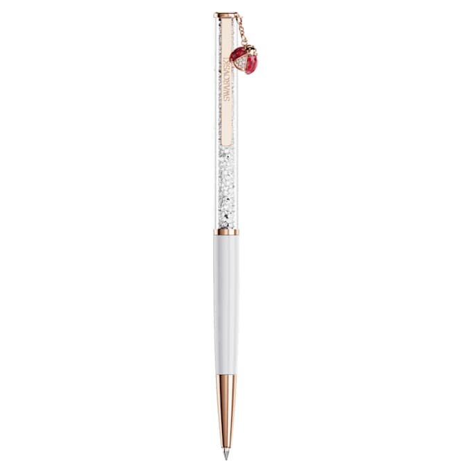 Crystalline Ballpoint Pen Ladybug, White, Red Lacquered, Rose Gold-Tone Plated Crystalline Ballpoint Pen Ladybug, White, Red Lacquered, Rose Gold-Tone Plated