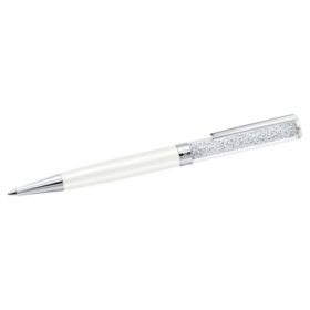 Crystalline Ballpoint Pen White, White Lacquered, Chrome Plated