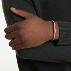 Dextera Bangle Octagon Shape, Round Cut, White, Gold-Tone Plated