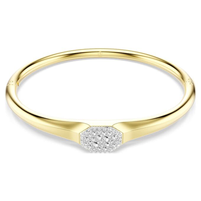 Dextera Bangle Round Cut, White, Gold-Tone Plated Dextera Bangle Round Cut, White, Gold-Tone Plated