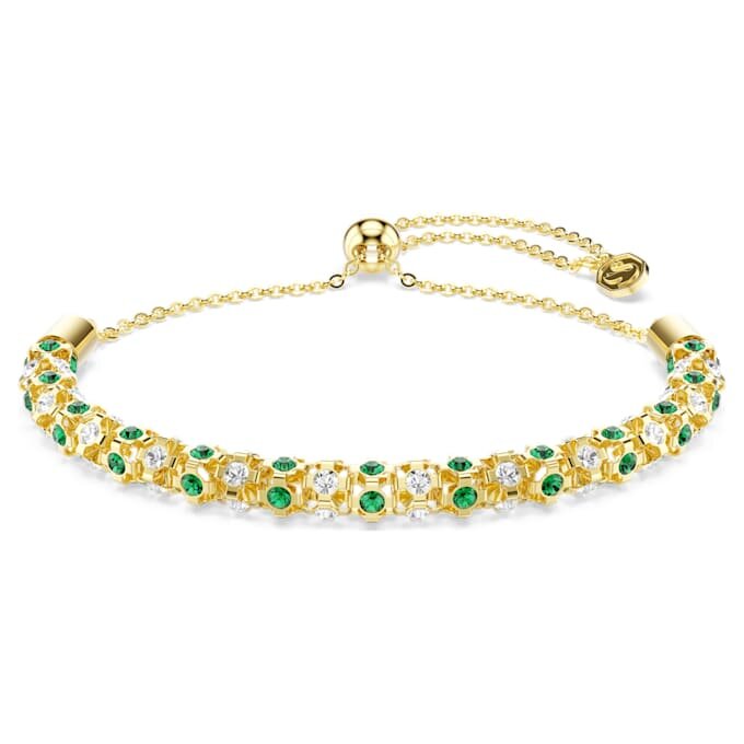 Dextera Bracelet Round Cut, Green, Gold-Tone Finish Dextera Bracelet Round Cut, Green, Gold-Tone Finish