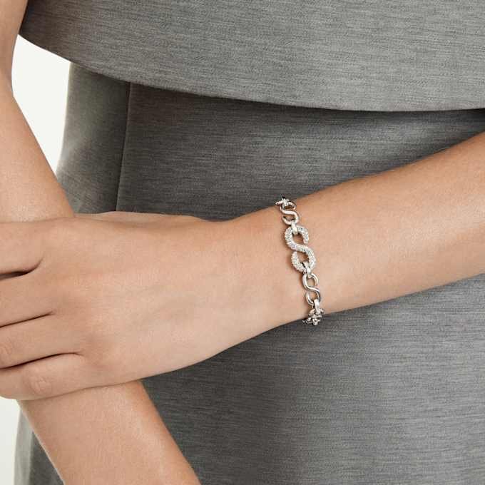 Dextera Bracelet Round Cut, White, Rhodium Plated Dextera Bracelet Round Cut, White, Rhodium Plated