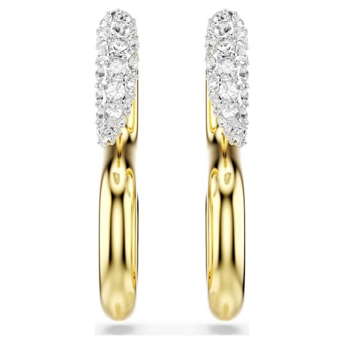 Dextera Earrings Round Cut, White, Mixed Metal Finish Dextera Earrings Round Cut, White, Mixed Metal Finish