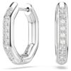 Dextera Hoop Earrings Octagon Shape, Round Cut, Small, White, Rhodium Plated