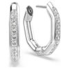 Dextera Hoop Earrings Octagon Shape, Round Cut, Small, White, Rhodium Plated