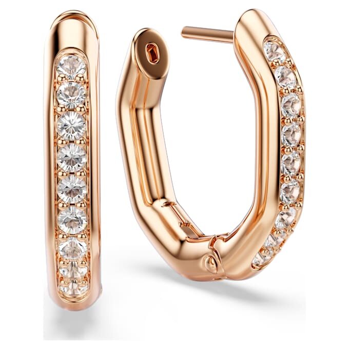 Dextera Hoop Earrings Octagon Shape, Round Cut, Small, White, Rose Gold-Tone Plated Dextera Hoop Earrings Octagon Shape, Round Cut, Small, White, Rose Gold-Tone Plated