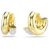Dextera Hoop Earrings Round Cut, Mini, White, Gold-Tone Plated