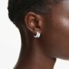 Dextera Hoop Earrings Round Cut, Mini, White, Rhodium Plated