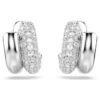 Dextera Hoop Earrings Round Cut, Mini, White, Rhodium Plated