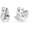 Dextera Hoop Earrings Round Cut, Mini, White, Rhodium Plated