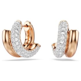 Dextera Hoop Earrings Round Cut, Mini, White, Rose Gold-Tone Plated