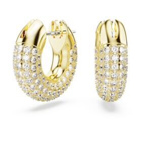 Dextera Hoop Earrings Small, White, Gold-Tone Plated