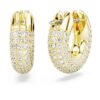 Dextera Hoop Earrings Small, White, Gold-Tone Plated