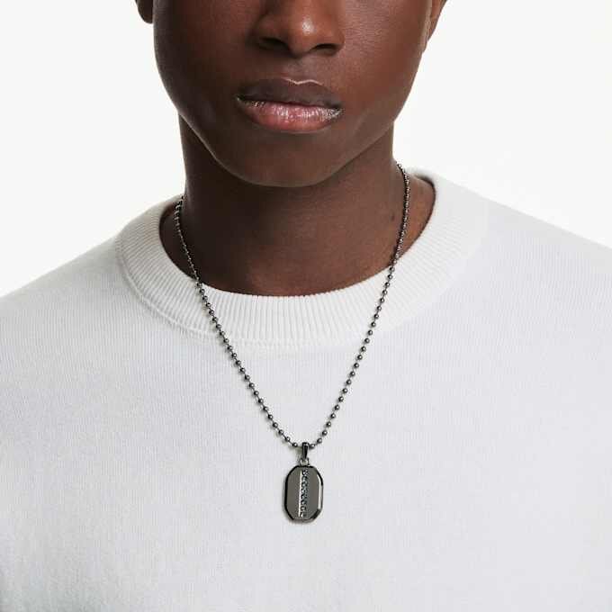 Dextera Pendant Octagon Shape, Round Cut, Black, Ruthenium Plated Dextera Pendant Octagon Shape, Round Cut, Black, Ruthenium Plated