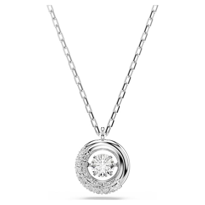 Dextera Pendant Round Cut, White, Rhodium Plated Dextera Pendant Round Cut, White, Rhodium Plated