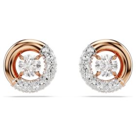Dextera Stud Earrings Round Cut, White, Rose Gold-Tone Plated