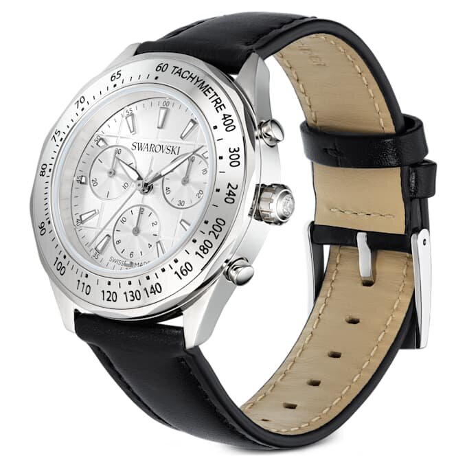 Dextera Tachymetre Watch Swiss Made, Leather Strap, Silver Tone, Stainless Steel Dextera Tachymetre Watch Swiss Made, Leather Strap, Silver Tone, Stainless Steel