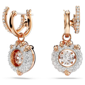 Dragon & Phoenix Drop Earrings Dragon’s Claw, White, Rose Gold-Tone Plated