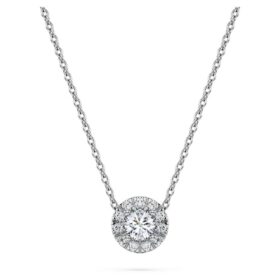 Eternity Halo Solitaire Pendant Lab-Grown Diamonds 0.23 Ct Tw, Round Shape, Sterling Silver