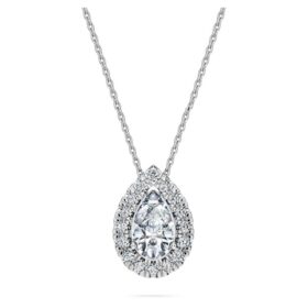 Eternity Halo Solitaire Pendant Lab-Grown Diamonds 1 Ct Tw, Pear Shape, 14K White Gold