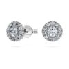 Eternity Halo Stud Earrings Lab-Grown Diamonds 0.45 Ct Tw, Round Shape, Sterling Silver