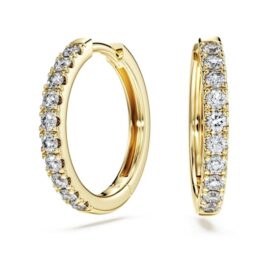 Eternity Hoop Earrings Lab-Grown Diamonds 0.5 Ct Tw, Round Shape, 14K Yellow Gold