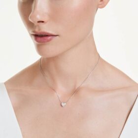 Eternity Pendant Lab-Grown Diamonds 0.5 Ct Tw, Heart Shape, Sterling Silver