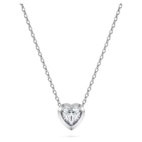 Eternity Pendant Lab-Grown Diamonds 0.5 Ct Tw, Heart Shape, Sterling Silver